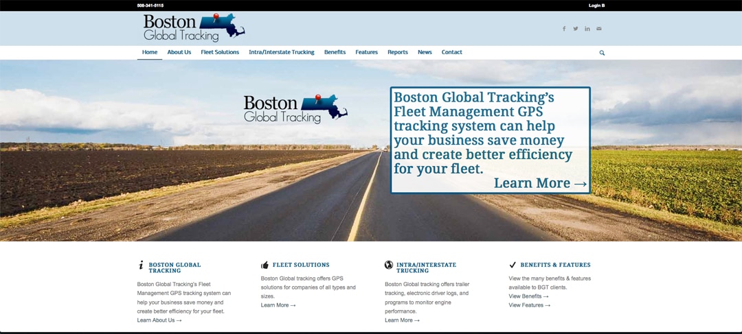 New site for Boston Global Tracking  by RooSites, Boston Web design, Development and Management