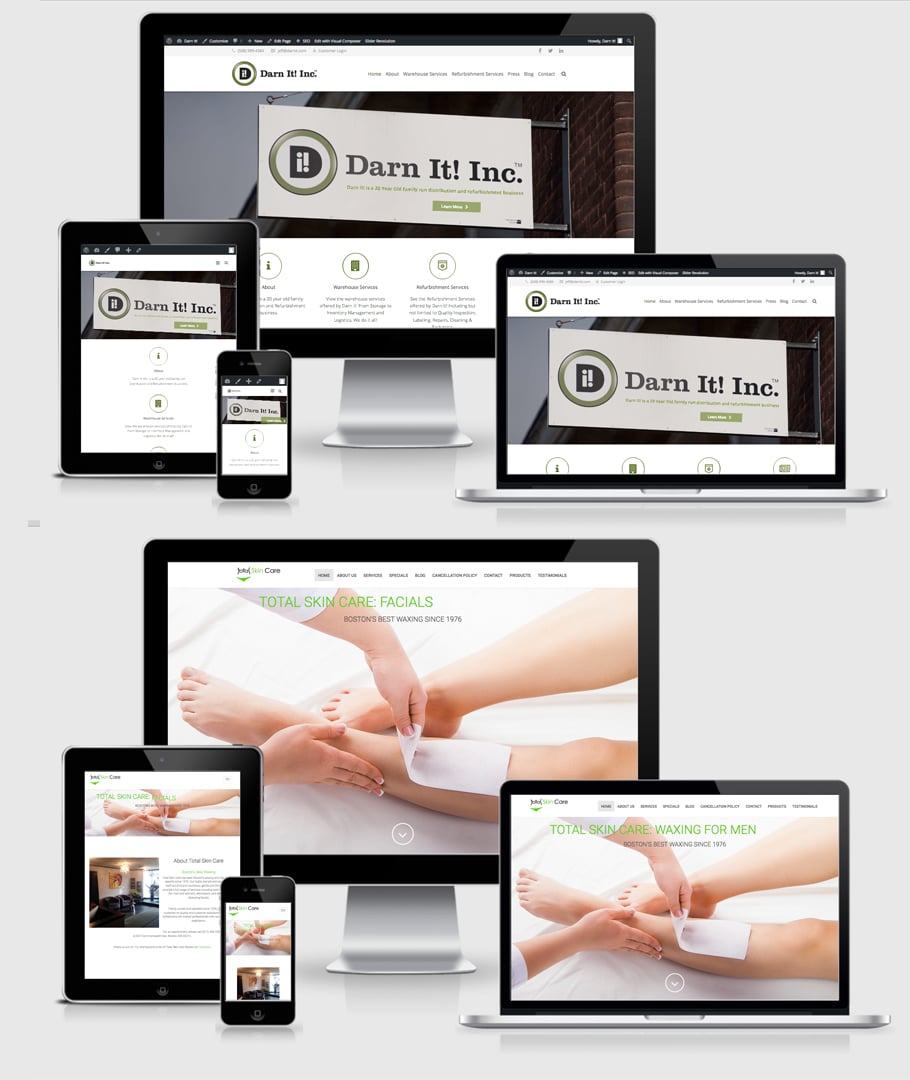 2 new responsively designed sites for Darn It Inc and Total Skin Care