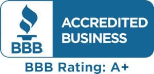 Image Showing RooSites' A+ rating by the Better Business Bureau.